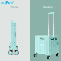 MiFuny 65L Rolling Luggage PP Foldable Hand Push Shopping Carry on Luggage Trolley Case Supermarket Travel Suitcases with Wheels