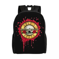 Customized Guns N Roses Bullet Logo Backpacks Men Women Fashion Bookbag for College School Hard Rock Band Bags