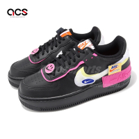 Nike 休閒鞋 Wmns AF1 Shadow 女鞋 解構 拼接 雙勾 笑臉 黑 粉紅 CU4743-001