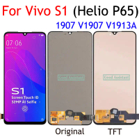 TFT Hitam, Untuk Vivo S1, Helio P65, 1907 V1907 V1913A, Paparan LCD, Pemasangan Digitizer Skrin Sent