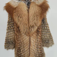 100%Natural Real Fox Fur Coat Winter Jacket Vest Luxury Long Furry Fur For Women's Warm Coat Clothes For Women