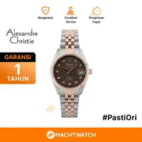 Jam Tangan Wanita Alexandre Christie Classic Steel AC 5013 LD BTRBO Brown Dial Dual Tone Stainless S
