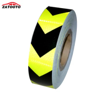 ZATOOTO 2"*164' yellow black arrow Reflective Safety Warning Conspicuity Tape Reflective truck Car Wall Sticker Warning Tape