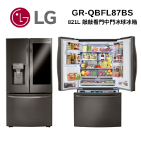 LG樂金 GR-QBFL87BS 敲敲看門中門冰球冰箱 星夜黑/821公升(冷藏539/冷凍282)