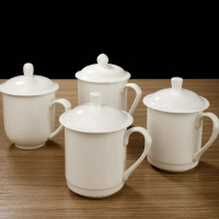 2025 Ceramic Office Mug with Lid, Pure White Personal Cup, Conference Cup, Opening Event Promotional