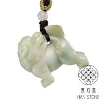 【漢石齋】天然翡翠A貨 祥獅獻瑞玉佩吊墜 飄花種(33*27*13mm)