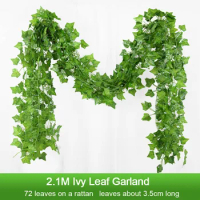 2.3m Silk Leaves Fake Creeper Green Leaf Ivy Vine 1/2/3m LED