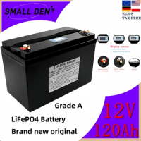 New LED 12V 120Ah LiFePo4 battery pack with 4S 120A balanced BMS Li-Fe Phosphate Battery for outdoor energy storage