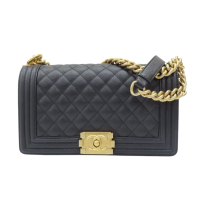 【二手名牌BRAND OFF】CHANEL 香奈兒 黑色 荔枝紋牛皮 Boy 25 肩背包 A67086