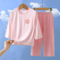 Children's Eco-Silk Set Boys Girls Summer Two-Piece Cute Baby Casual Stylish Pajama Set