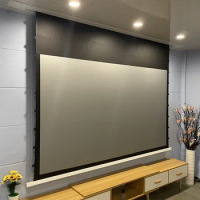 16:9 150 inch ALR Recessed in ceiling Electric Motorised Projector Screen with Speaker for short /Long throw projector
