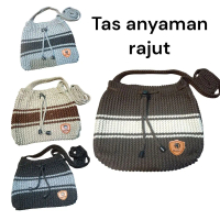 Tas Anyaman Rajut Serut Mini Selempang Wanita Terbaru 2025 Muat hp dan dompet