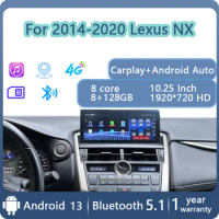 10.25'' For 2014-2020 Lexus NX NX200 NX200T NX300h Android 13 CarPlay Qualcomm Reserved OEM Menu Car Radio Player