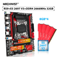 MACHINIST X99 RS9 Motherboard Set LGA 2011-3 With Xeon Kit E5 2697 V3 Processor CPU 32GB(4*8GB) 2666MHz DDR4 Memory RAM NVME M.2