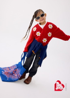 Love, Bonito | Wiggle Wiggle Kids' Knit Cardigan in Heart Red
