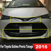 Front Hood Engine Cover Trim For Toyota Estima Previa Tarago 2016 ABS Chrome Car Center Grille Grills Molding Strip Accessories