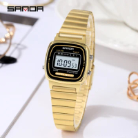SANDA Women Golden Classic Quartz Watch Fashion Female Elegant Clock Luxury Gift Watches Casual Ladies Waterproof Wristwatch