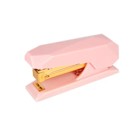 Premium Pink Spring Powered Stapler Heavy Duty No-Jam Desktop Office Staplers with Non-slip Base Gold Rod 20 Sheets Capacity