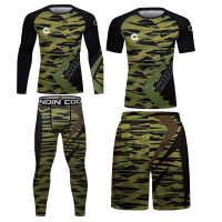 ผู้ชาย MMA การบีบอัดชุดกีฬา Rash Guard เสื้อยืดกางเกงชุดการฝึกอบรม MMA Kit Rashguard มวยกีฬา Jogging Running Clothes