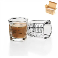 60ml Square Thickened Glass Ounce Cups Graduated Measuring Concentrated Espresso Coffee Cup Italian Simple Heat-resistant