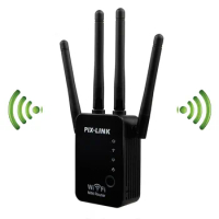 300Mbps PIXLINK Wireless Router WiFi Range Extender Booster Wi-Fi Repeater Network Signal Booster Antennas Easy Setup WR17