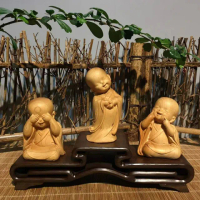 【桃花源創意工坊】小沙彌木雕整套(木雕藝術/禮品/居家擺飾/玄關)