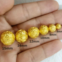 999 pure gold beads 3d gold ball 24k pure gold charms yellow gold beads for diy bracelets 6mm-14mm