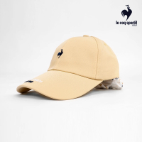 【LE COQ SPORTIF 公雞】高爾夫系列 女款卡其色可拆卸後頸防曬高爾夫球帽 QLT0J103