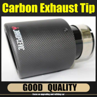 Car Matte Carbon Fiber Muffler Tip Exhaust System Pipe Mufflers Nozzle Universal Crimping Stainless Black For Akrapovic
