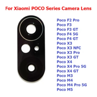 50Pcs Rear Back Camera Glass Lens With Adhesive Sticker For Xiaomi Poco X3 NFC X3 GT X4 M3 M4 M5 Pro Poco F3 F4 5G C3