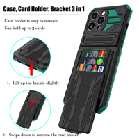 New Funda Case for Samsung Galaxy S21 Ultra Note 20 Ultra S20 FE A52 A72 Card Package Bracket Coque Protetion Phone Case Cover