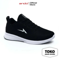 SEPATU ANDO HITAM POLOS UNTUK SEKOLAH / SEPATU FULL BLACK ORIGINAL - Hitam Putih, 34