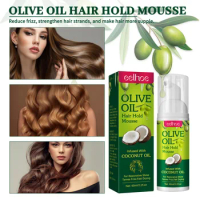 Hair Mousse for Curly Hair, All-Day Definition and Hold, Olive Oil Infused Styling Foam for Frizz Control Curly Hair Products