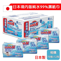 GOO.N日本境內版 嬰兒護膚柔濕巾箱購組 70抽x12包入