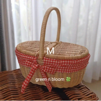 PROMO LEBARAN!!! keranjang piknik rotan oval parcel hampers buah kue kering - uk M