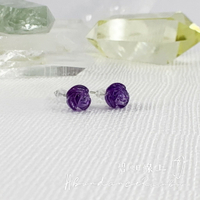《1391碧虹線上》紫水晶玫瑰925純銀耳環 耳針 925銀 高級紫 帶貴人 智慧