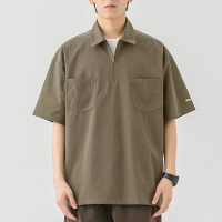 Kemeja polo 8XL lengan pendek lelaki, bergaya musim panas, kolar lipat, T-shirt longgar kasual, leng