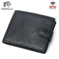 Rfid Genuine Leather Mens Wallet with Coin Pocket Bussiness Designer Mens Leather Wallet