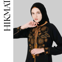 Abaya Hikmat Fashion A8455 Original Poliester Hitam Motif Gold