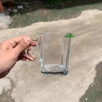 Gelas Kopi Kotak Turki - Gelas Kopi Gagang - Gelas Kopi Kotak Kaca 1 Pcs,KEMBANG