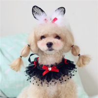 Pet accessories Puppy cat cute scarf Teddy small dog than bear VIP lace saliva towel bib Lace collar Accessoires X17