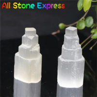 Natural Selenite Gypsum Lamp Natural Reiki Gypsum Tower Crystal Ore Ornaments Craft Decor Home DIY Gifts Mineral Decor