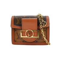 Louis Vuitton LV 路易威登 Micro Dauphine 帆布鍊帶迷你斜背包(M82749-咖)