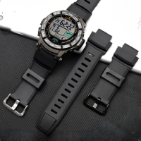 Silicone Watchbands Rubber Wrist Strap FORCasio PROTREK PRG-260/270/550/250 PRW-3500/2500/5100 Replacement Black Bracelet 18mm