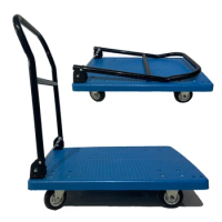 Plastic Trolley Cart Foldable Flatbed Truck Warehouse Platform Flatbed Push Cart With Silent Wheel