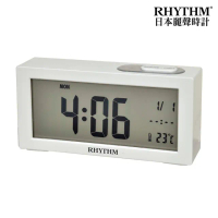 【RHYTHM 麗聲】簡單設計亮度控制日期溫度顯示電子鐘(象牙白)