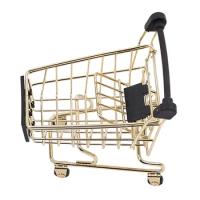 Mini Cart Golden Tiny Shopping Cart Mini Shopping Cart Trolley Home Office Sundries Storage Ornaments Utility Carts Wheels Home