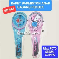 Raket Badminton Anak Gagang Pendek Hello Kitty / Doraemon Isi 2 - IMPORT