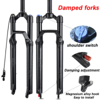 Bolany MTB Front Fork 27.5 29 inch Bicycle Damping/Mechanical Suspension Locked Shock Absorption Manual Remote 120mm Forks