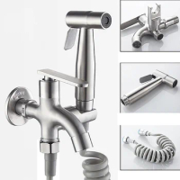 Two Way Tap Bathroom Faucet with Bidet Spray Holder 1 In 2 Out Two Ways Faucet Water Tap Toilet Sprayer Holder Design Bibcocks